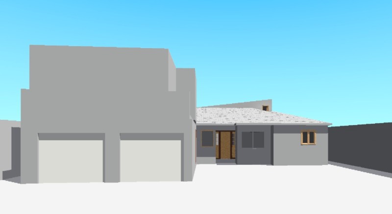 The house from the street. The addition over the garage is for a studio, so ther