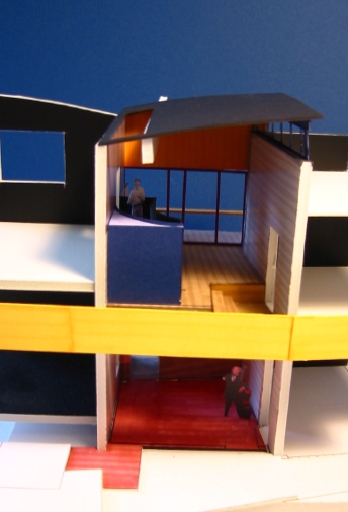 Our eighth inch scale model of the Studio and Sitting Room.