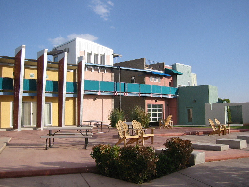 The Slammer\'s courtyard before we added the Studio.