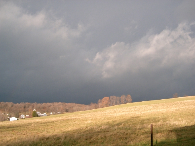 Dark skies over Pennsylvania farm country.