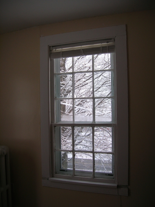 Original windows on a cold day at the farmhouse.