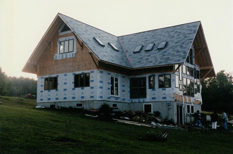 The view from the driveway, showing the mass of the project. The clients were or