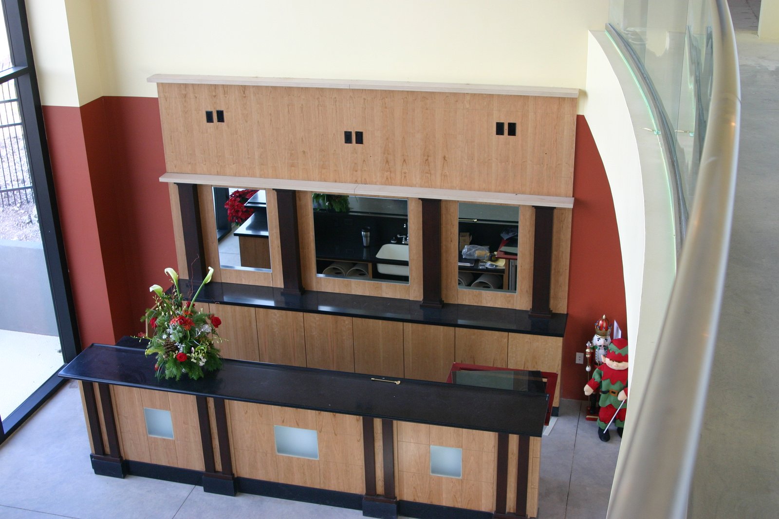 The bar in the Reception Hall, seen from the bridge above.