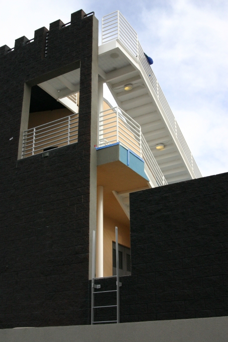 The exterior stair on the west end of the Guest Wing, which lead up to the balco