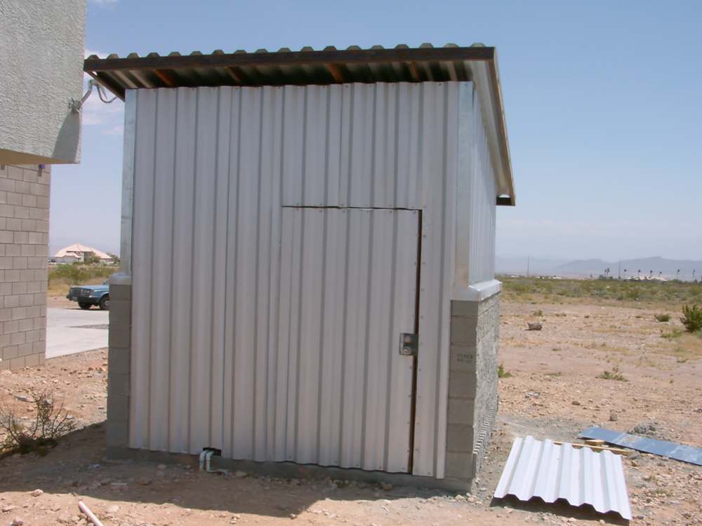 The west facade. The access door was only used a few times a year.