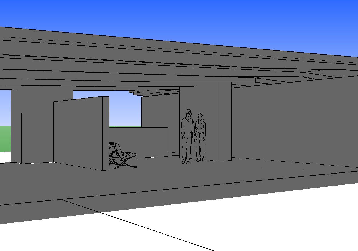 Computer sketch of one of the early schemes, showing how we could remove a lot o