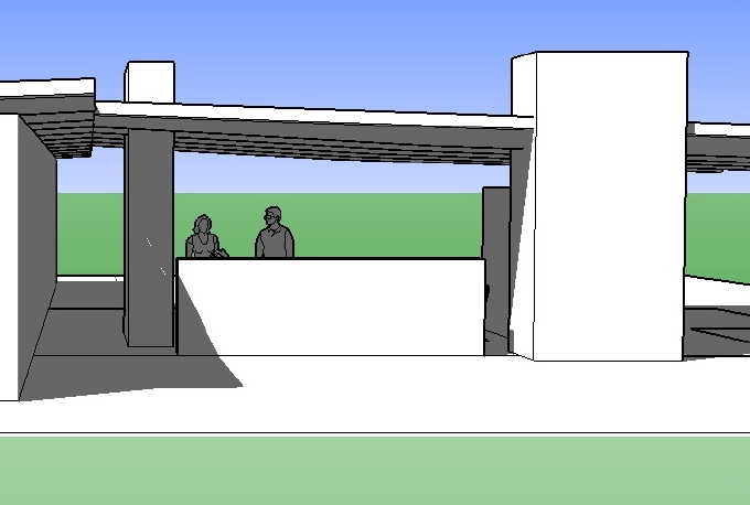 An early computer sketch showing how removing a lot of the existing facade could
