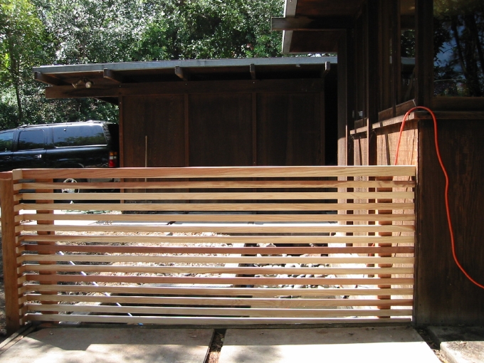 The new rail blocking the location of the old koi pond.