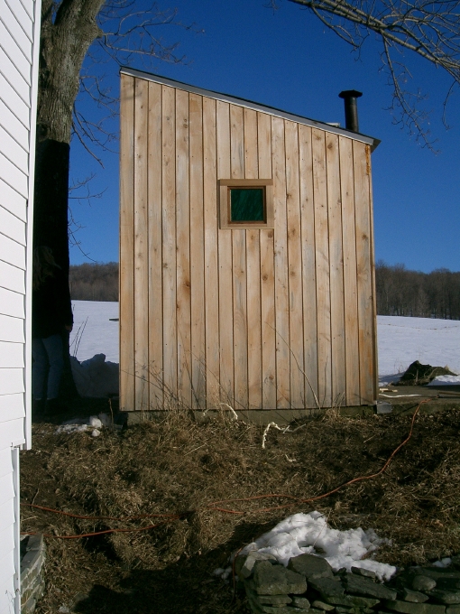 South elevation of sauna.