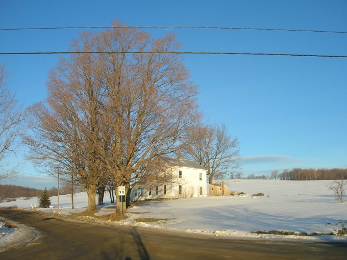 View of sauna from road intersection.