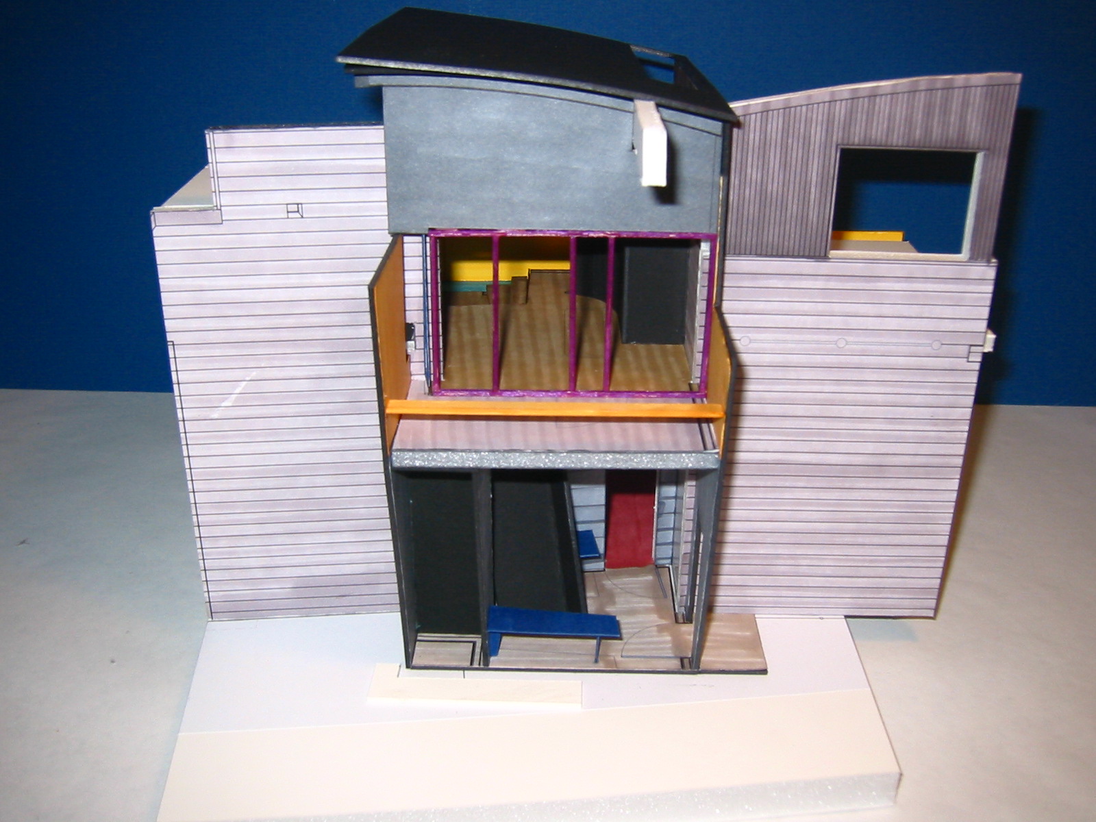 The eighth inch scale model, from the east and with the facade removed.