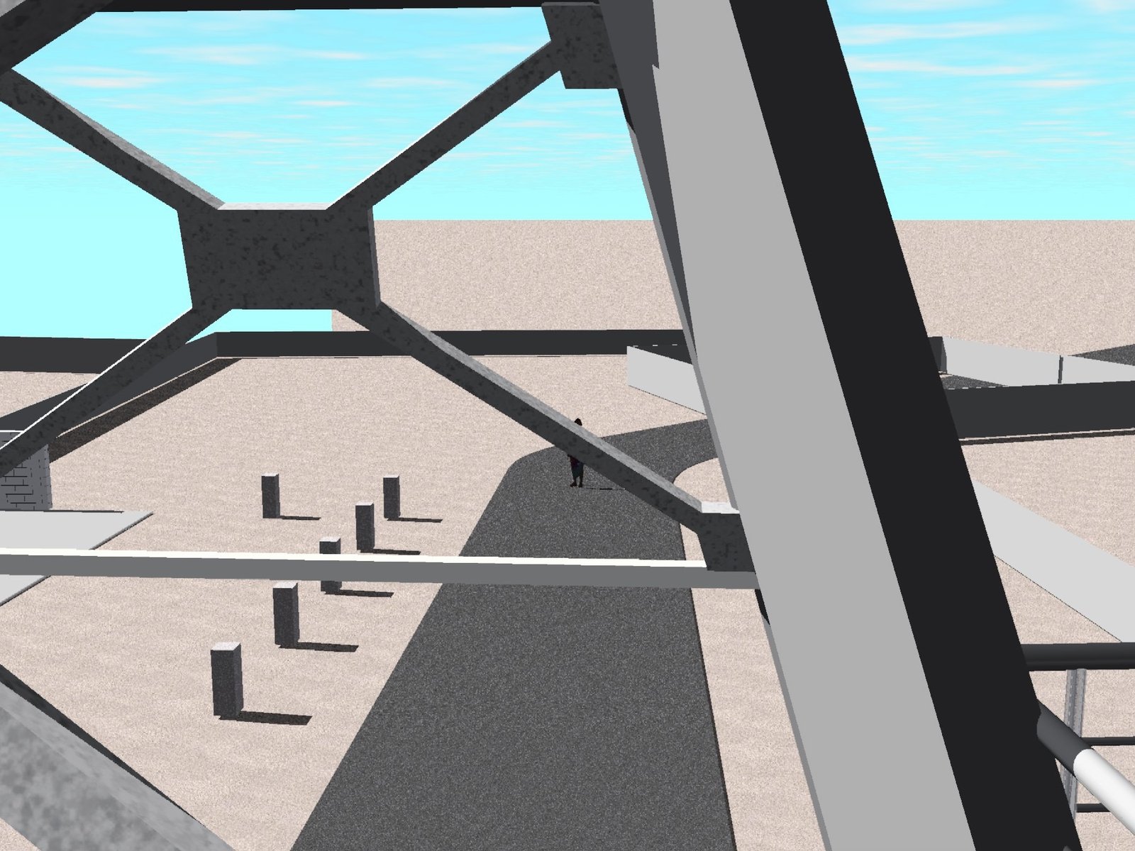Our more complex computer model of the tower, to show how the steel structure wo