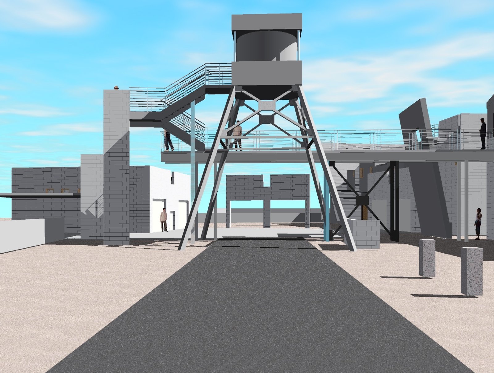 Looking under the tower along the driveway. This is the more complex computer mo