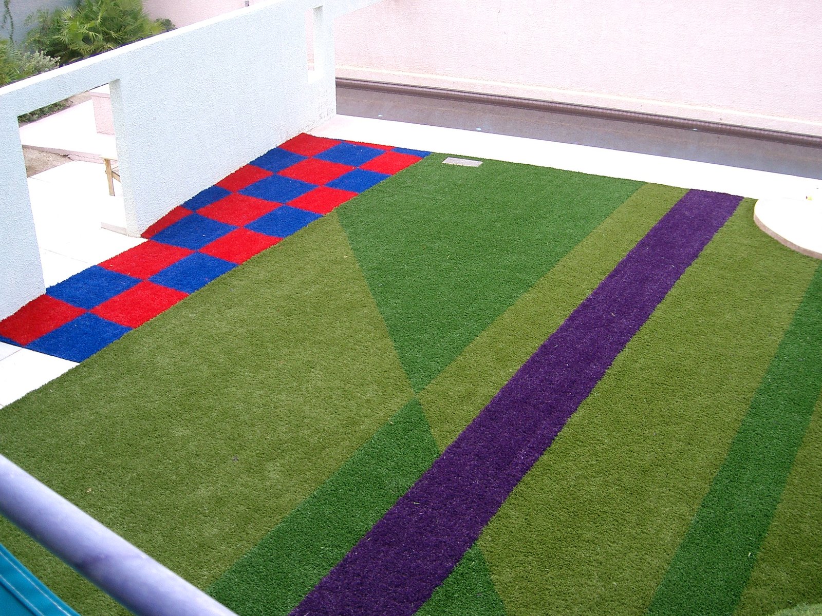 Looking down on the grass from above.