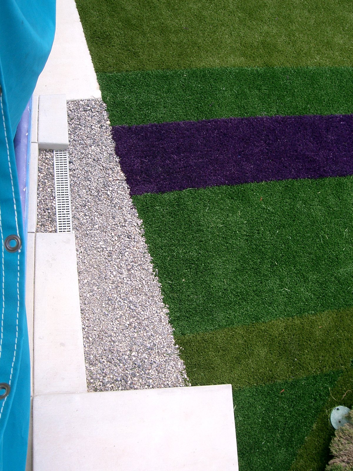 From above, the new drain and gravel pit, designed to keep the courtyard from fl