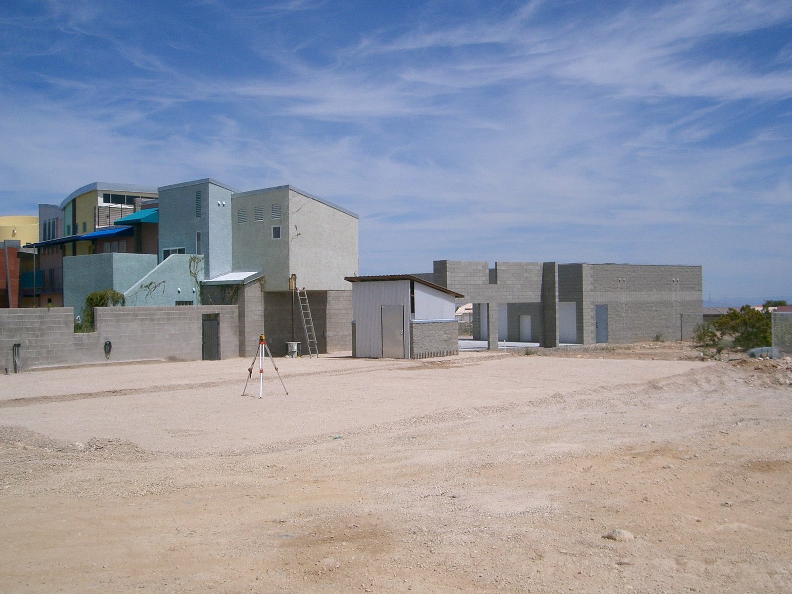 Looking north past the terrace toward the street.