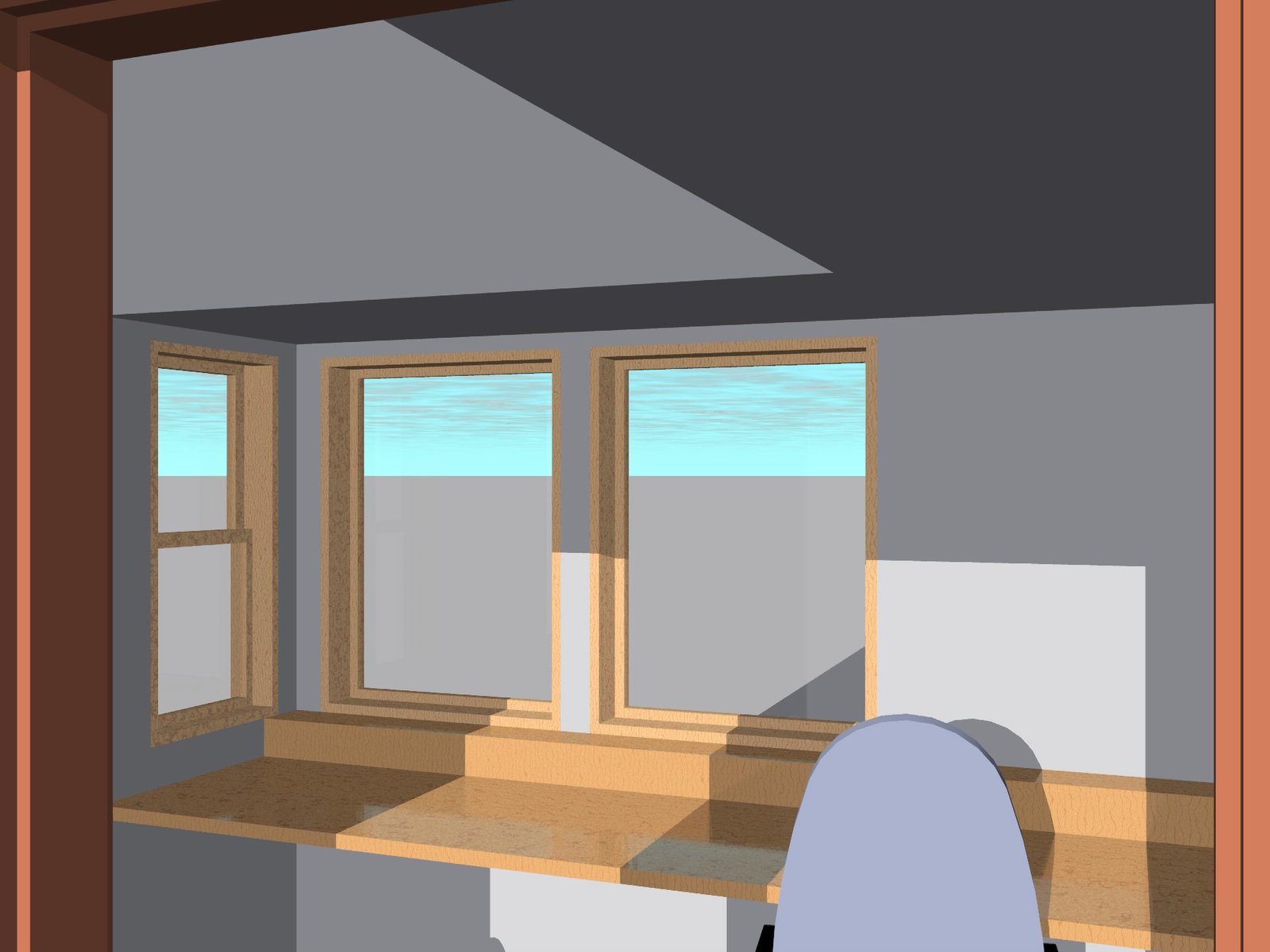 A computer rendering to show the client what the work space and fenestration wou