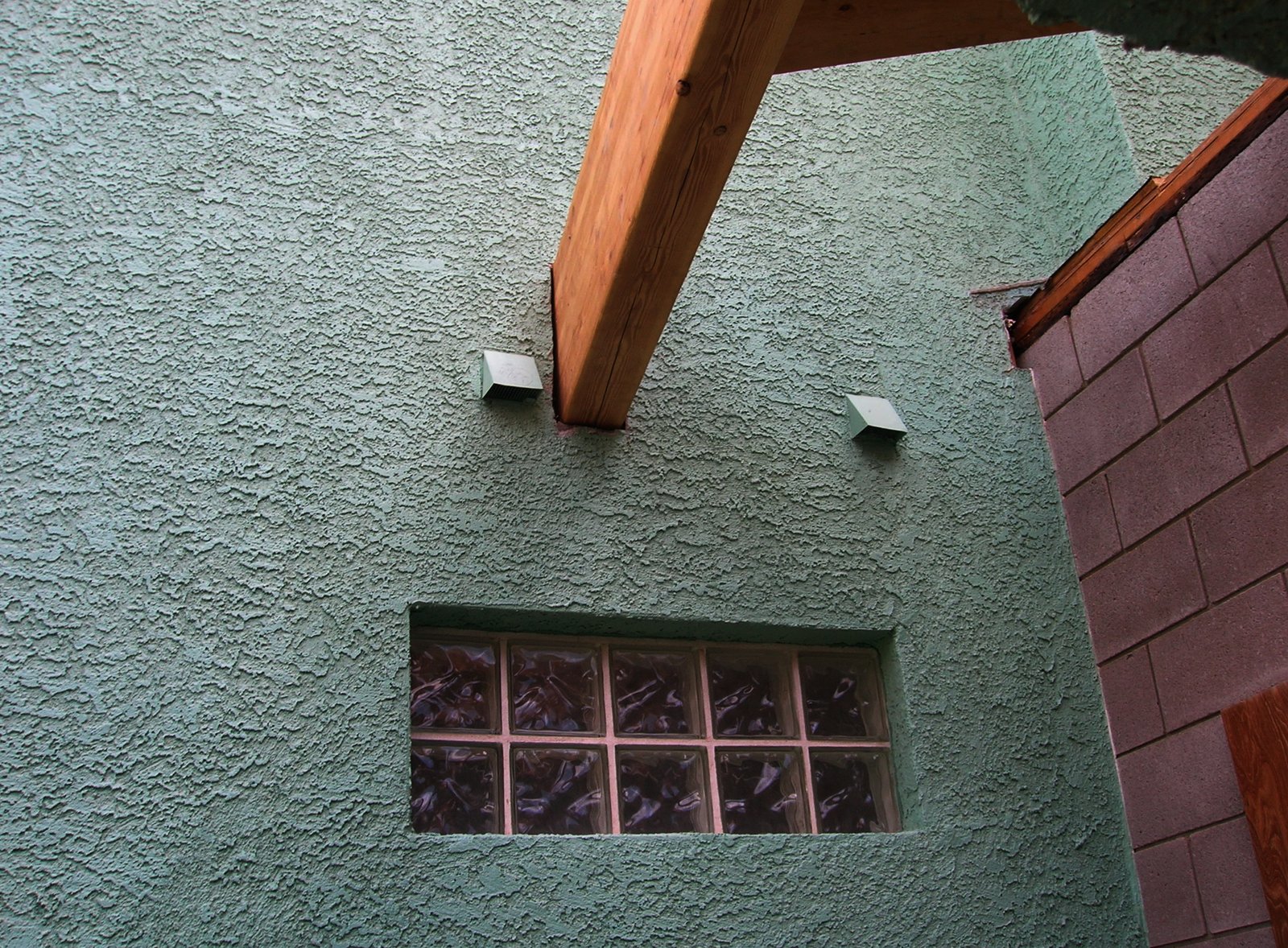 The master bathroom, with a window to the back yard.