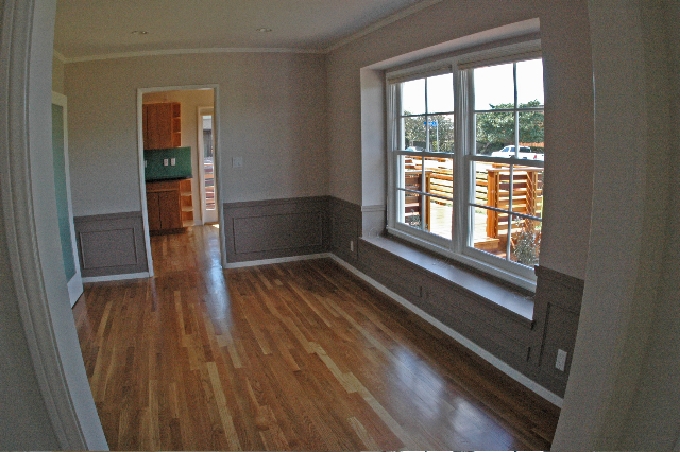 The dining room, looking from the entry into the kitchen.
