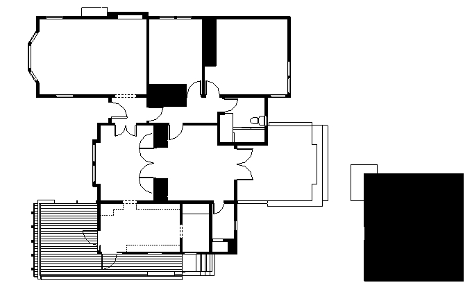 The plan, with all of the slight changes. Opening the center bay of rooms and ad