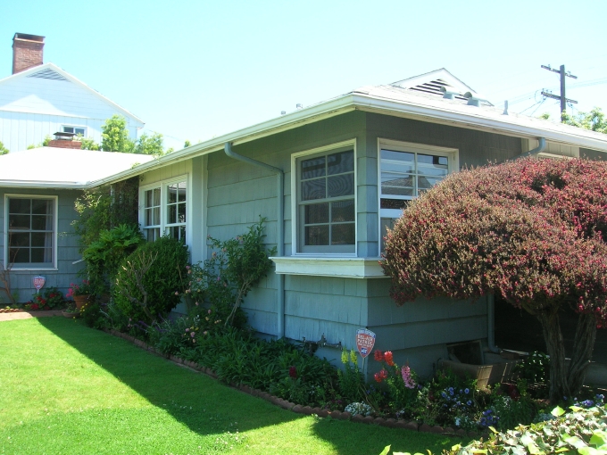 The corner of the kitchen, where we planned to have a deck and French doors whic