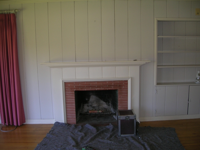 The fireplace and mantel in the exisiting house.