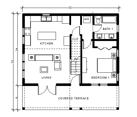First floor plan: This first floor bedroom was designed as a cozy master bedroom